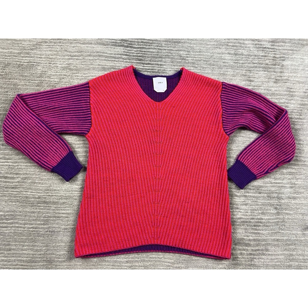 Lola Sweater Womens Small‎ Red Knit Long Sleeve Acrylic Casual